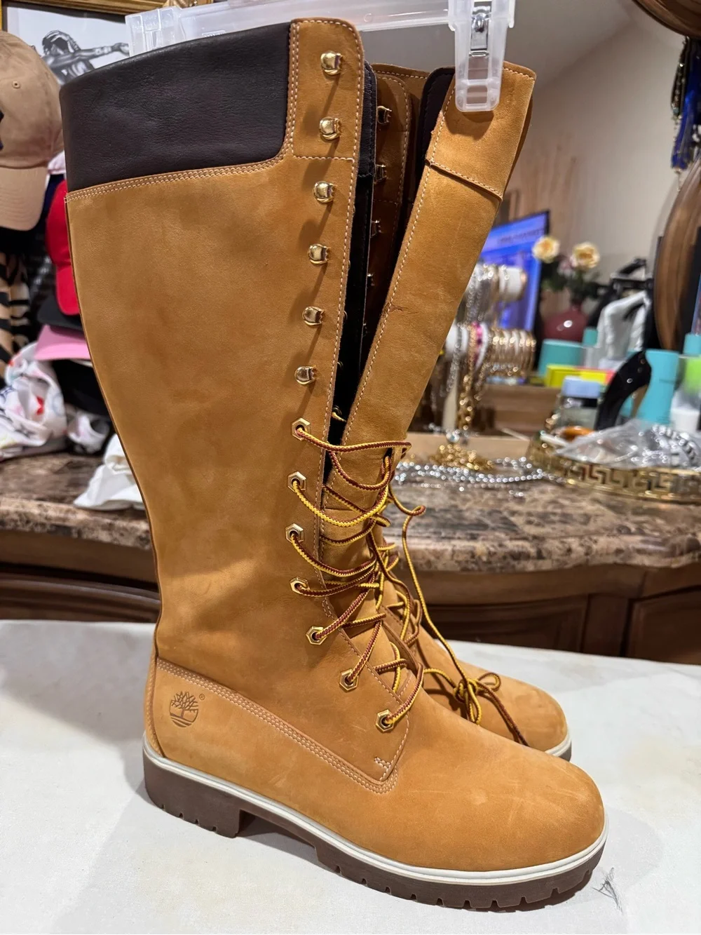 Timberland Women's Tall Lace-Up Boot in Wheat/Brown